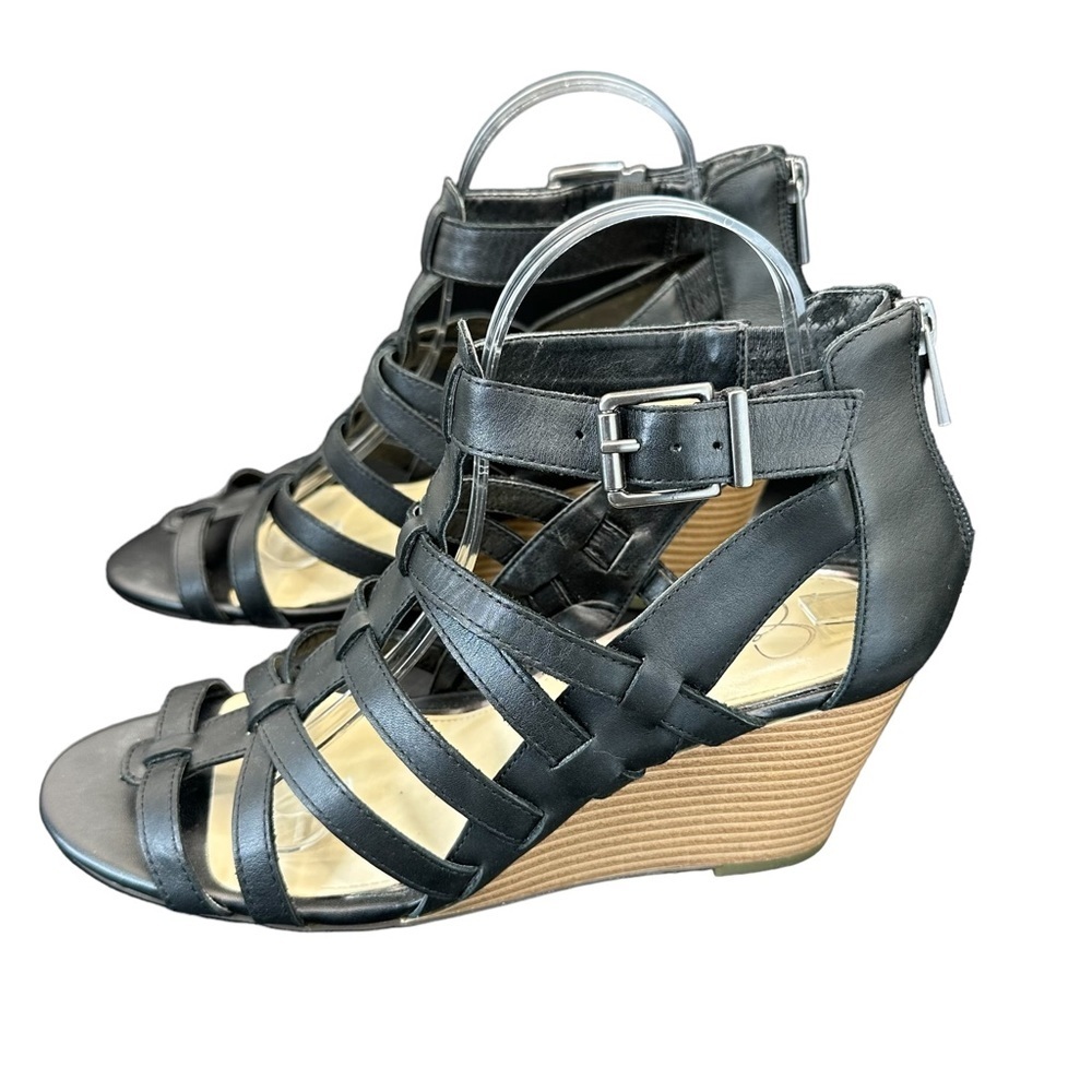 Jessica Simpson Strappy Gladiators Wedge Sandals Black Size 9.5. - Picture 2 of 11
